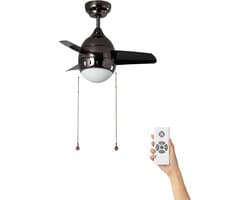 Fantiluxe - Isak - Plafondventilator met verlichting - Zwart - Ø66cm - Afstandsbediening - Met lamp - Plafond ventilator - Slaapkamer