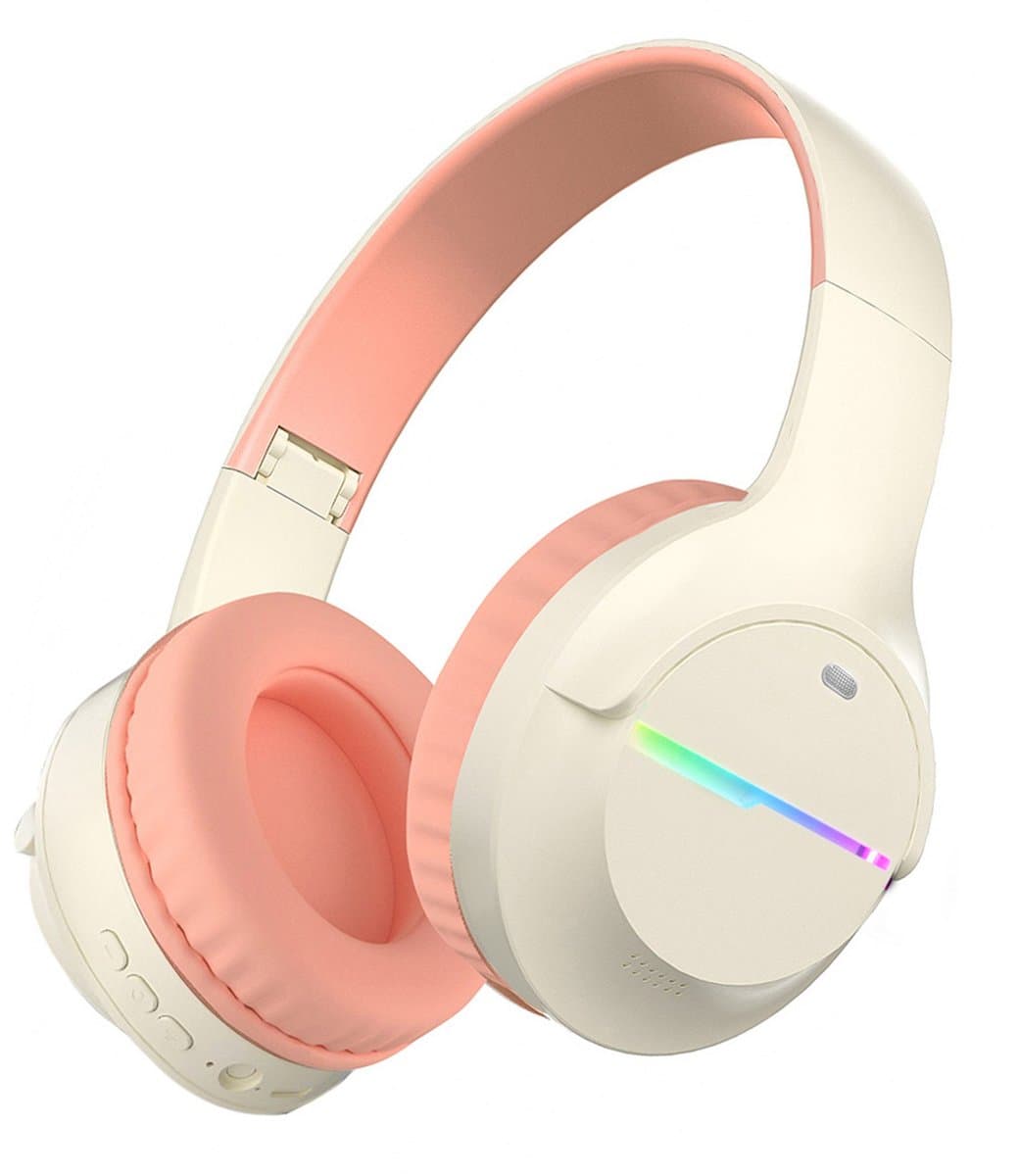 KINSI Draadloze Gaming Headset met RGB-Verlichting - koptelefoon meisje - Bluetooth Hoofdtelefoon voor Gamen & Sport,roze — afbeelding 1