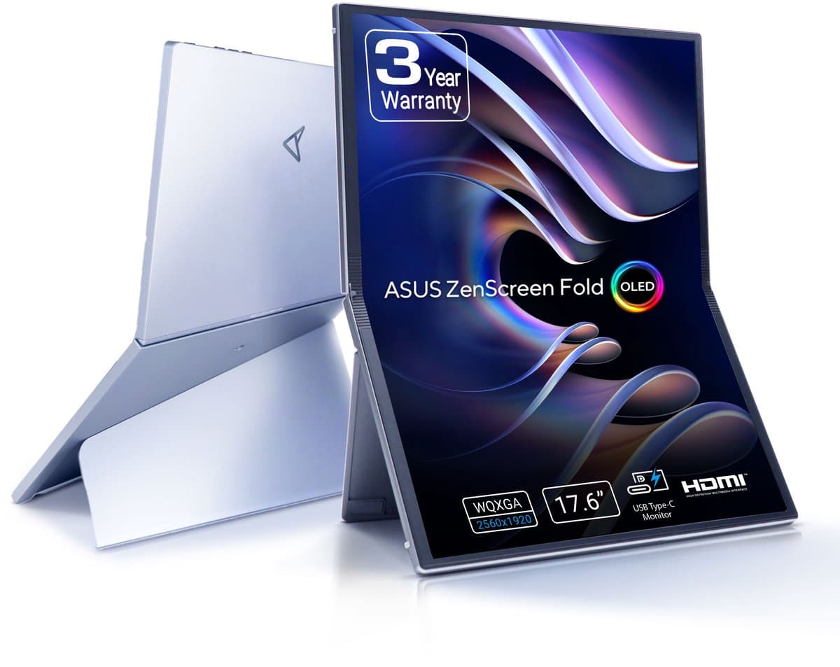 ASUS ZenScreen Fold OLED MQ17QH Portable Monitor - OLED - DisplayHDR™ 500 True Black - 100% DCI-P3 - 0.2ms - 60Hz — afbeelding 1