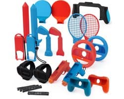 Phreeze 23 delige accessoire set geschikt voor Nintendo Switch accessoires - met stuur, sports accessoires, houder, grips, tafeltennis, zwaard, golf, voetbal, bowlen - Cadeau voor kerst, sinterklaas en verjaardag