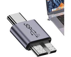 USB B naar C Adapter - Type C omvormer - Oude harde schijf aansluiten - Snelle gegevensoverdracht - Compact formaat