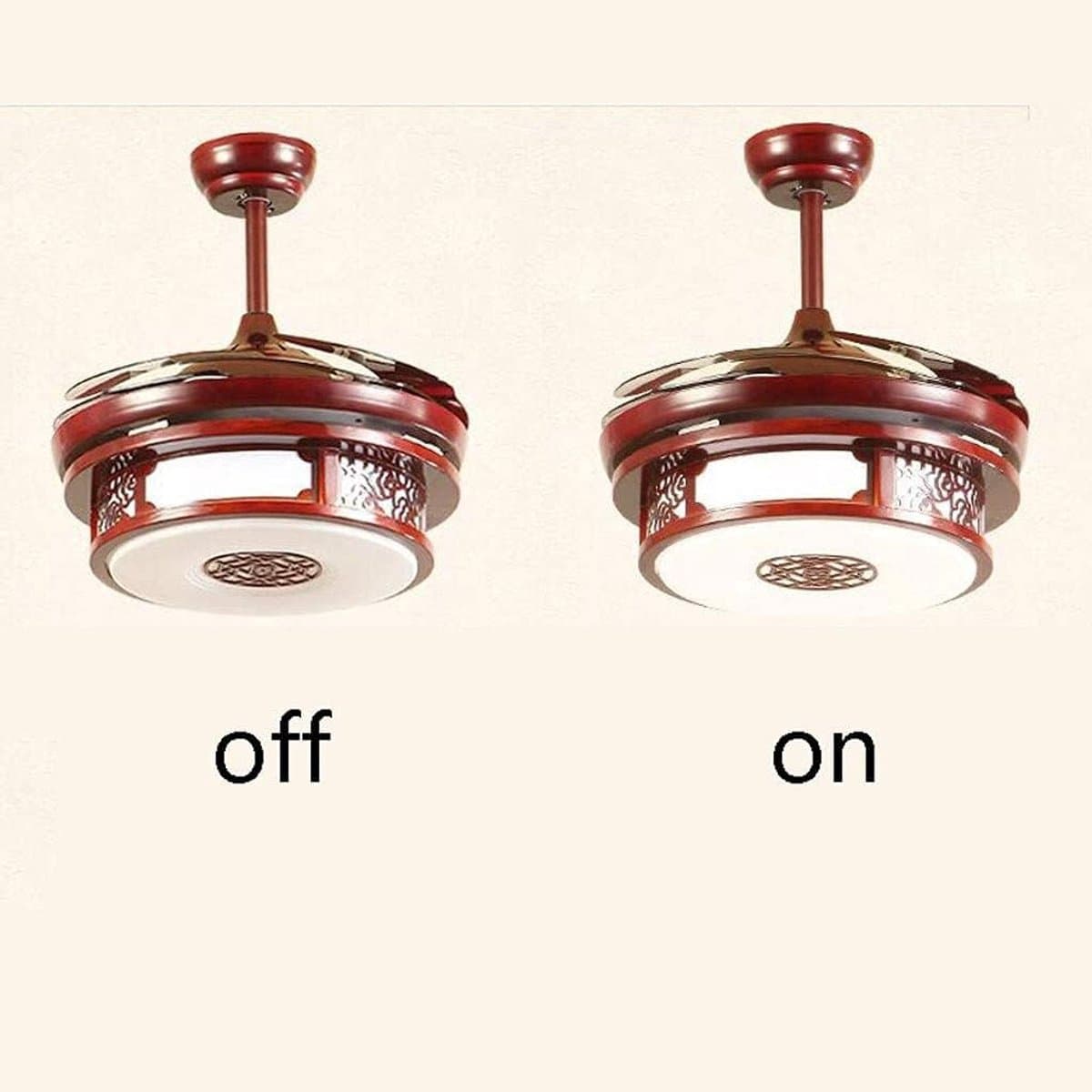 Plafondventilator Lamp - Houten Ventilator Licht - Moderne Verlichting - 3 Kleur Dimbaar - 112cm Diameter - Bruin — afbeelding 1