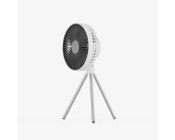 Campingventilator - Tentventilator - Draagbare Ventilator - USB Oplaadbaar - Met Statief - Met Haak - 3 Snelheden - 4000 mAh - Wit