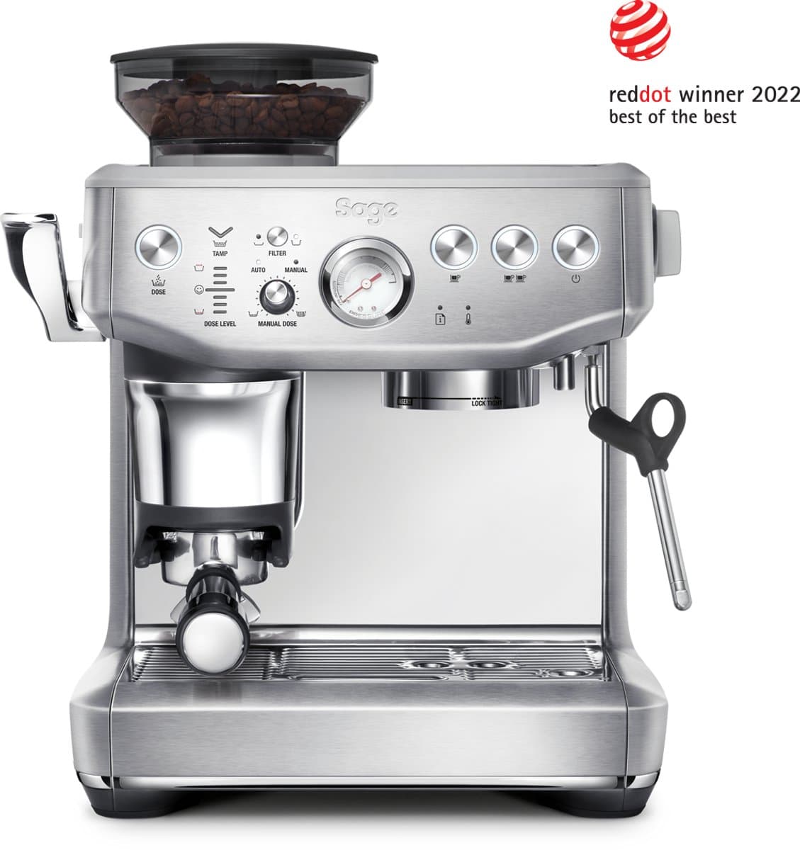 Sage SES876BSS the Barista Express Impress Brushed Stainless Steel - RVS Pistonmachine - Assisted Tamping - Dose assist - Espressomachine — afbeelding 1