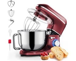 Florixa® Deegmachine - Elektrische Deegmixer - Keukenmixer - 6.2L - Mixen en Mengen- Rood - 38cm x 24cm x 32cm