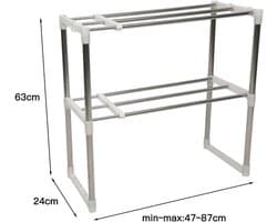 Magnetronrek Staand met 2 Verdiepingen en Haken - RVS Werkbladplank