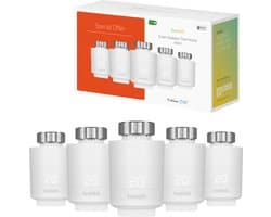 Hombli Smart Radiator Thermostat Expansion Pack (5-PACK) – Slimme radiatorknop – Thermostaatkraan – Bluetooth – Bediening via App - Open raam detectie – Verbruiksoverzicht – Spraakbesturing met Google, Alexa en Siri