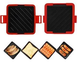 Sandwichmaker Magnetron - Panini Grill - Snelle Maaltijden - Vaatwasmachinebestendig - Compact Ontwerp - Rood