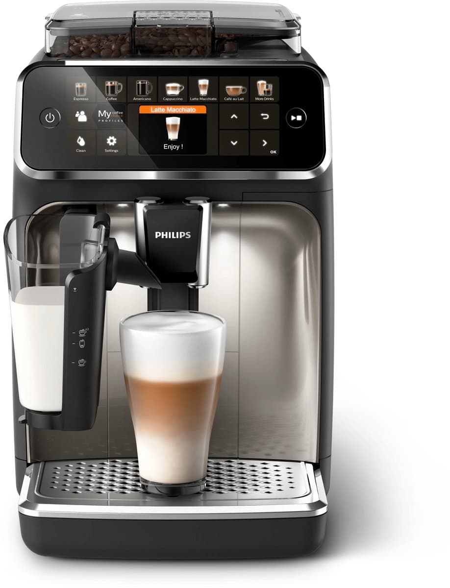 Philips 5400 Series - Espressomachine - 12 Verschillende Dranken - LatteGo Melksysteem - Keramische molen - AquaClean Filter - Volautomatisch - Zwart & Zilver - Koffiemachine met bonen - EP5447/90 — afbeelding 1