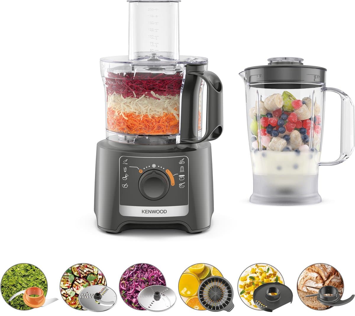 Kenwood MultiPro Compact FDP31.360GY keukenmachine 800 W 2,1 l Grijs — afbeelding 1