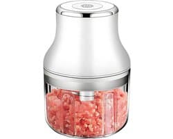 Mini Foodprocessor - Keukenmachine Hakker - Snel Ingrediënten Verwerken - Draadloos Oplaadbaar - 250ml Capaciteit - Wit