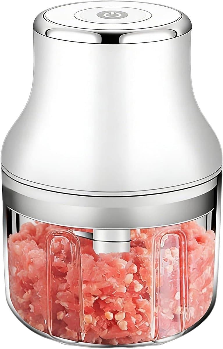 Mini Foodprocessor - Keukenmachine Hakker - Snel Ingrediënten Verwerken - Draadloos Oplaadbaar - 250ml Capaciteit - Wit — afbeelding 1