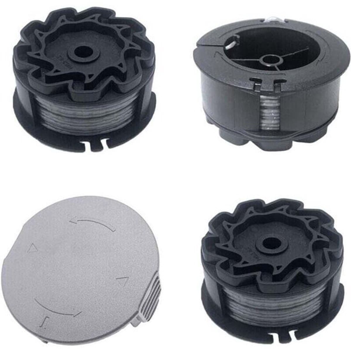 Drie vervangende spoelen geschikt voor Bosch Universal GrassCut 18V 26/18V 260/18/18 26/18 260 grasmaaiers, geschikt voor grasmaaier F016800570 en spoeldop 1600A01R5J (6 geschikt voorer, 1,6 mm). — afbeelding 1