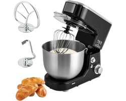 Keukenmachine - Mixer Standmixer - Bakken En Koken - Krachtige 1000W Motor - 5 Liter Kom - Zwart Zilver