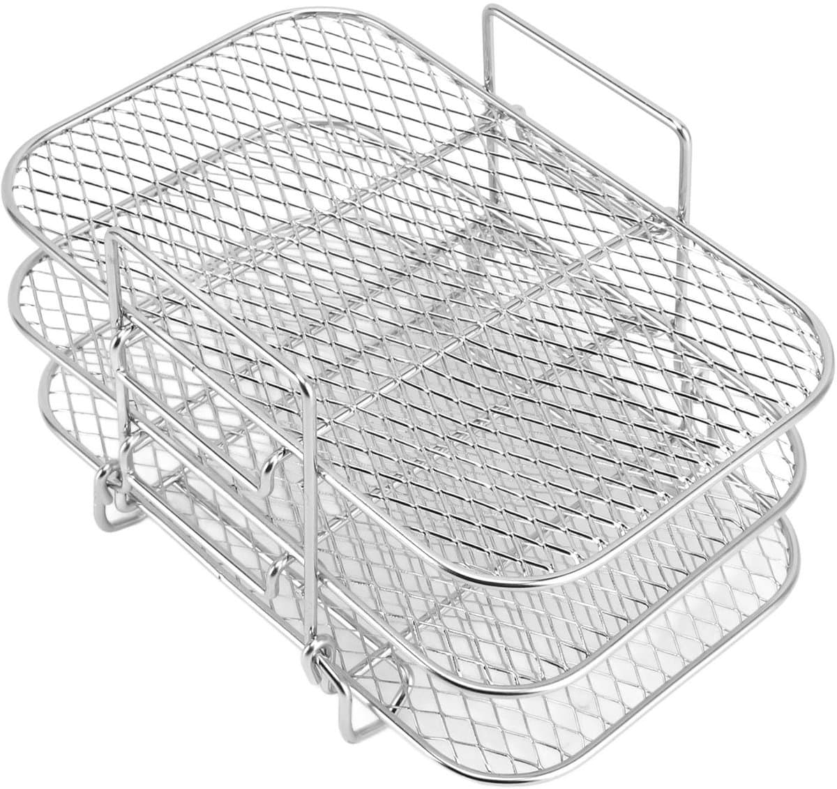 Dailygoods- Air Fryer Rack 3-laags - Roestvrij Staal - Stapelbaar - Magnetron/Oven Veilig - Geschikt voor Bakken - Verbeterde Luchtcirculatie - Kookrek — afbeelding 1