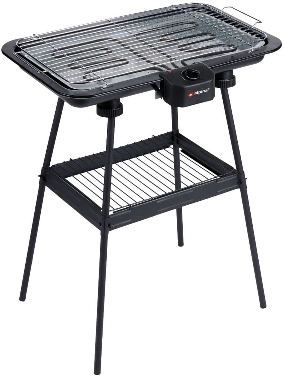 alpina Elektrische BBQ 2-In-1 2200W - Electrische BBQ Tafelmodel met Thermostaat - Elektrische Grill met Warmhoudfunctie - Tafelgrill Electrisch met Verstelbaar Rooster - 51 x 30 cm - Zwart — afbeelding 1