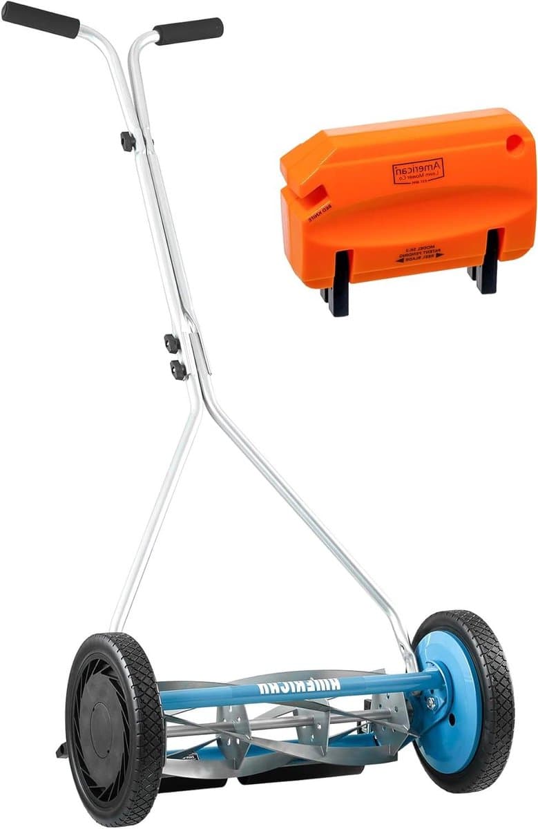 Duw grasmaaier - Loopmaaier Handmaaier - Gazon Onderhouden - 5-Blads Systeem - 16 inch Snijbreedte - Blauw — afbeelding 1