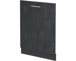 Vaatwasserfrontpaneel - Vaatwasserdeur Paneel - Keuken Integratie - Intern Bedieningspaneel - 60 cm breed - Zwart beton