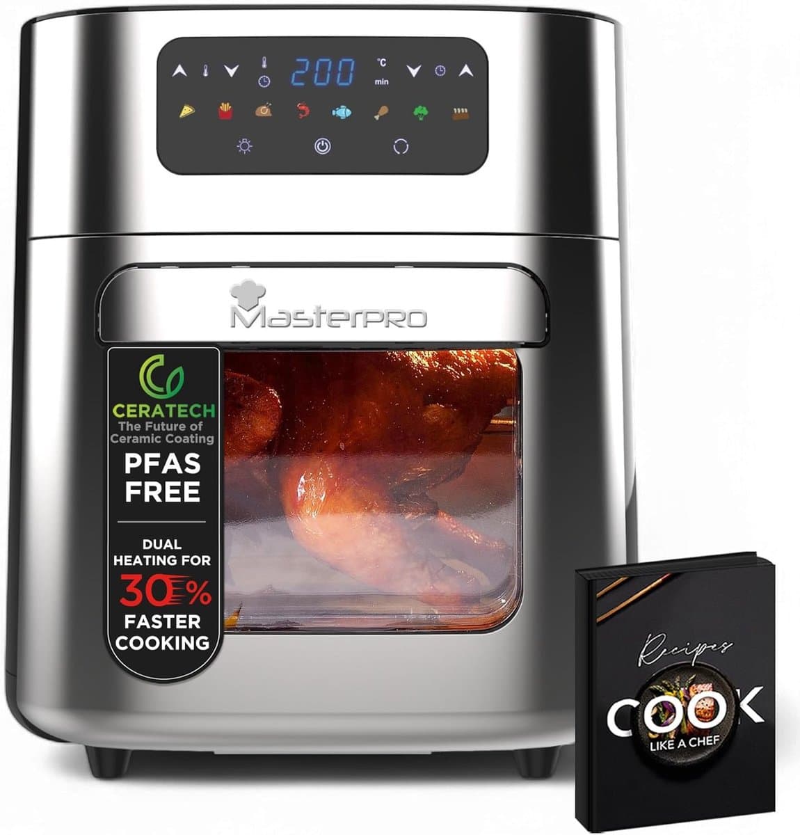 Heteluchtfriteuse - Airfryer Ovenschaal - Gezond Koken - Groot Venster Digitaal - 10 Liter Capaciteit - Zwart — afbeelding 1