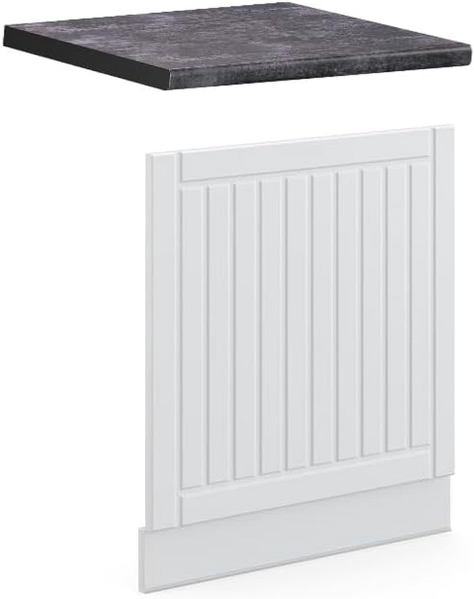 Keukenfrontpaneel voor Inbouwvaatwasser 60 cm Wit Landhuis — afbeelding 1