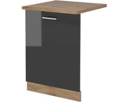 Vaatwasserfrontpaneel - Deurpaneel Vaatwasser - Keuken Integratie - R-Line Stijl - 60 cm breed - Antraciet Hoogglans