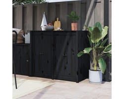Buitenkeuken Deuren - Kastdeuren Buiten - Keuken Completeren - Massief Grenenhout - 50x9x82 cm - Zwart