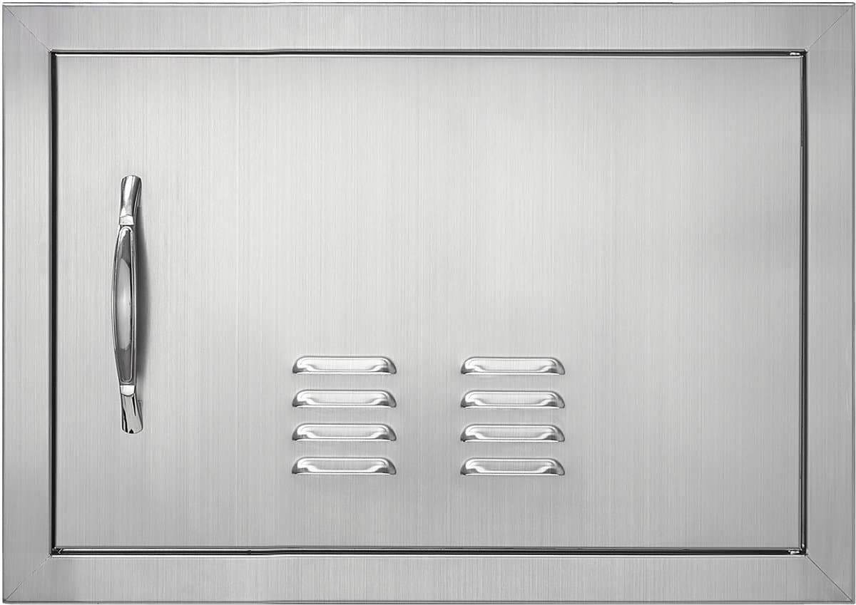 Bbq-Toegangsdeur, 508 X 356 mm, Enkele Buitenkeukendeur,Verzonken Gemonteerd In Roestvrij Staal,Verticale Wandmontage met Handgreep en Ventilatieopeningen voor Bbq Eiland en Grillstation — afbeelding 1