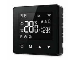 Slimme thermostaat | Voor CV aan/uit | Wifi opbouw | Touchscreen | Tuya Smart Life | Zwart