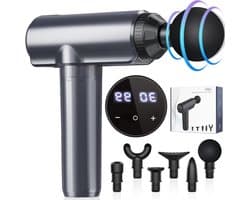 Massagepistool - Spierstimulator - Spierherstel - 30 Niveaus - 6 Opzetstukken - Zwart