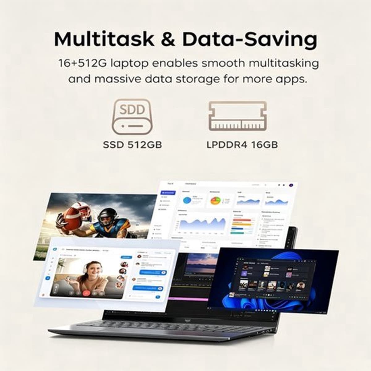 Laptop 16GB RAM 512GB SSD - AMD Ryzen 5 7430U Processor - 15,6 Inch FHD IPS Scherm - Windows 11 Pro - Zakelijke Laptop — afbeelding 1