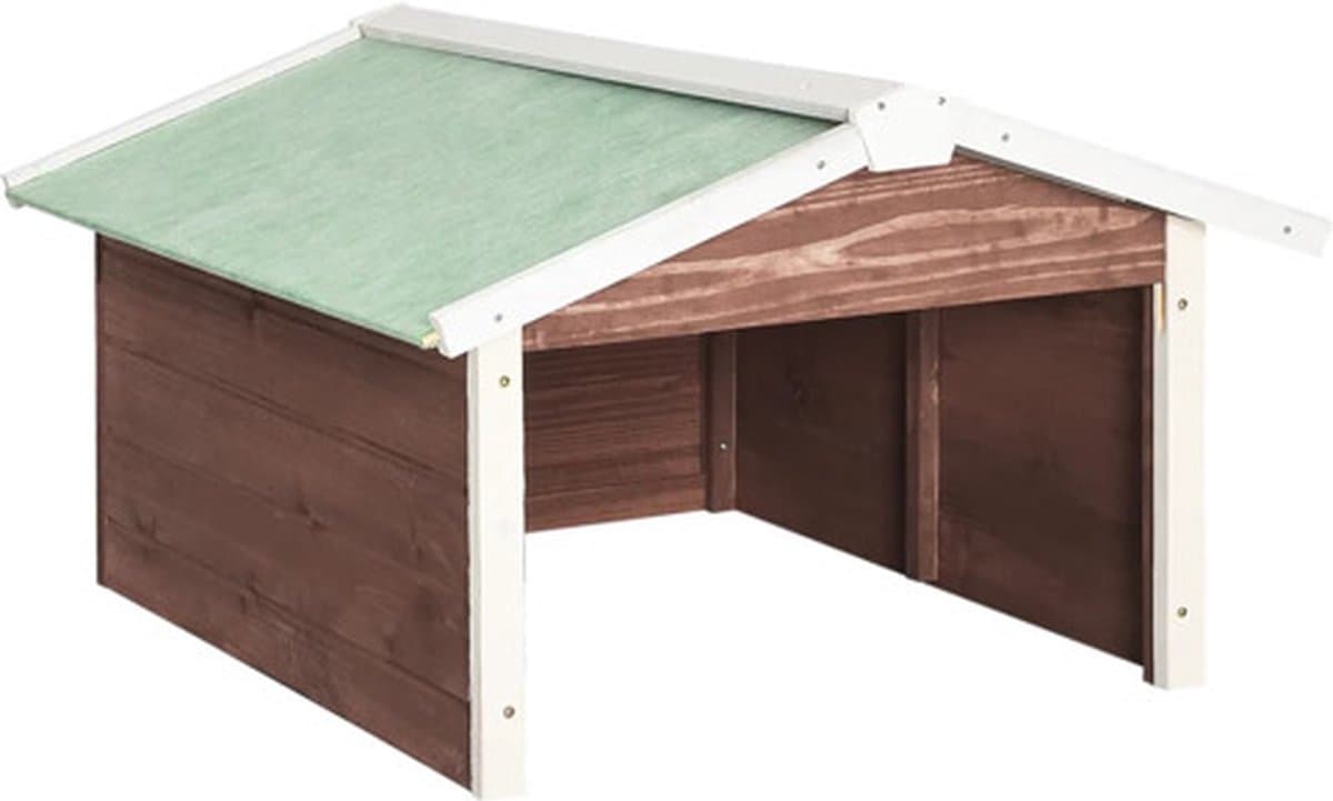 vidaXL - Overkapping - voor - grasmaaier - 72x87x50 - cm - vurenhout - mokka - en - wit — afbeelding 1