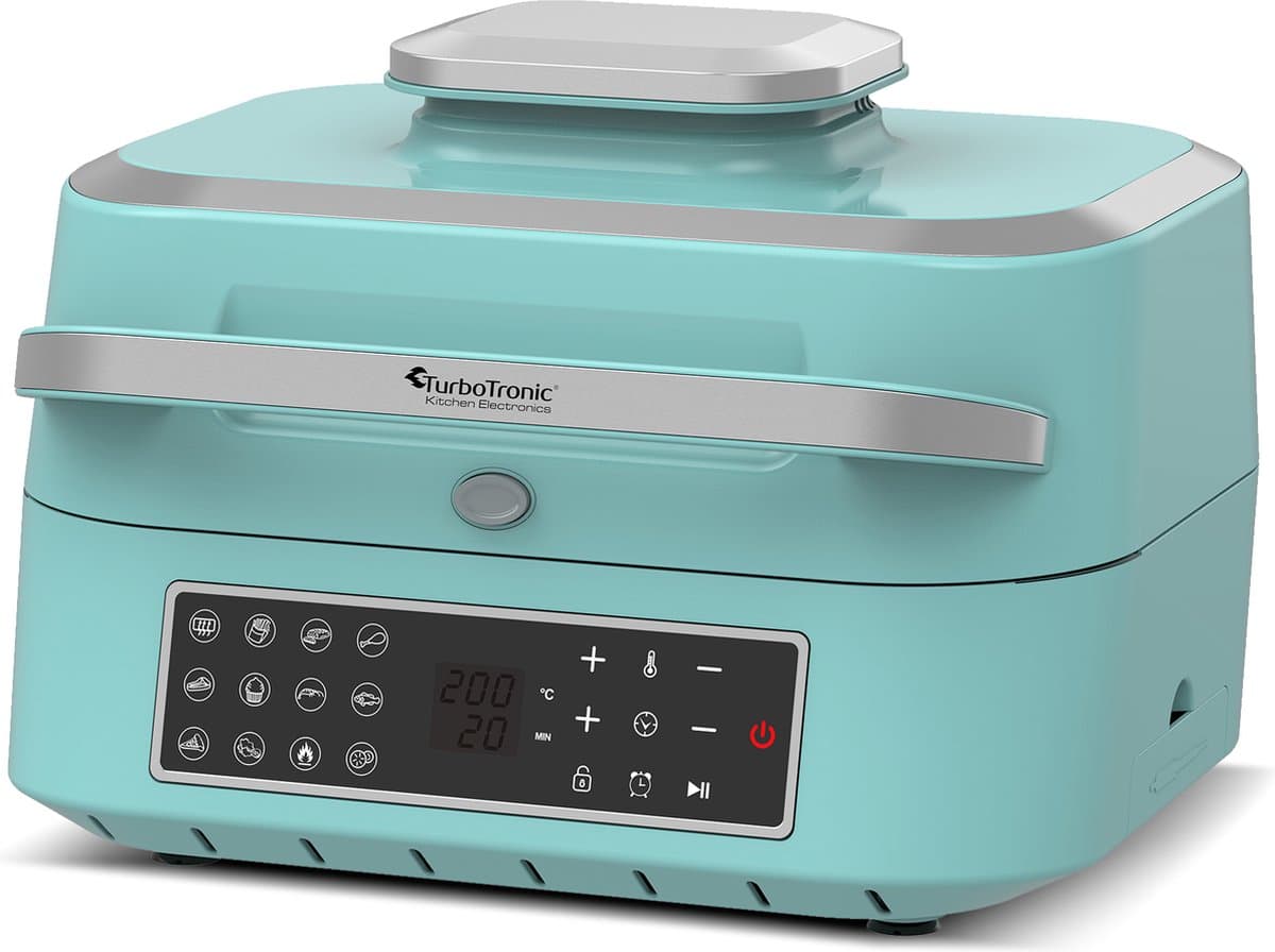TurboTronic AG700 2-in-1 Airfryer en Grill - Turquoise/Zilver — afbeelding 1