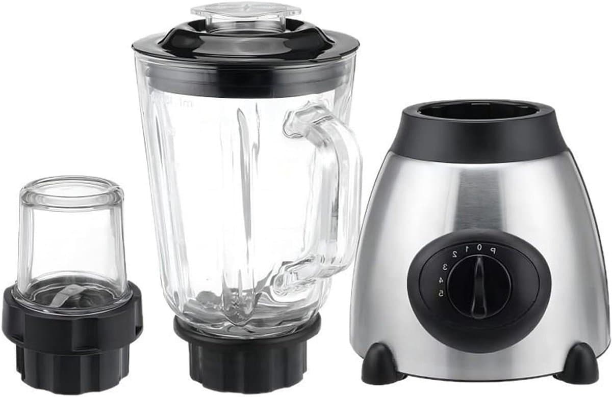 Keukenmixer met Molen - Foodprocessor Kruidenmolen - Maaltijden Bereiden - Afneembare Glazen Beker - 1.5 Liter - Zwart — afbeelding 1