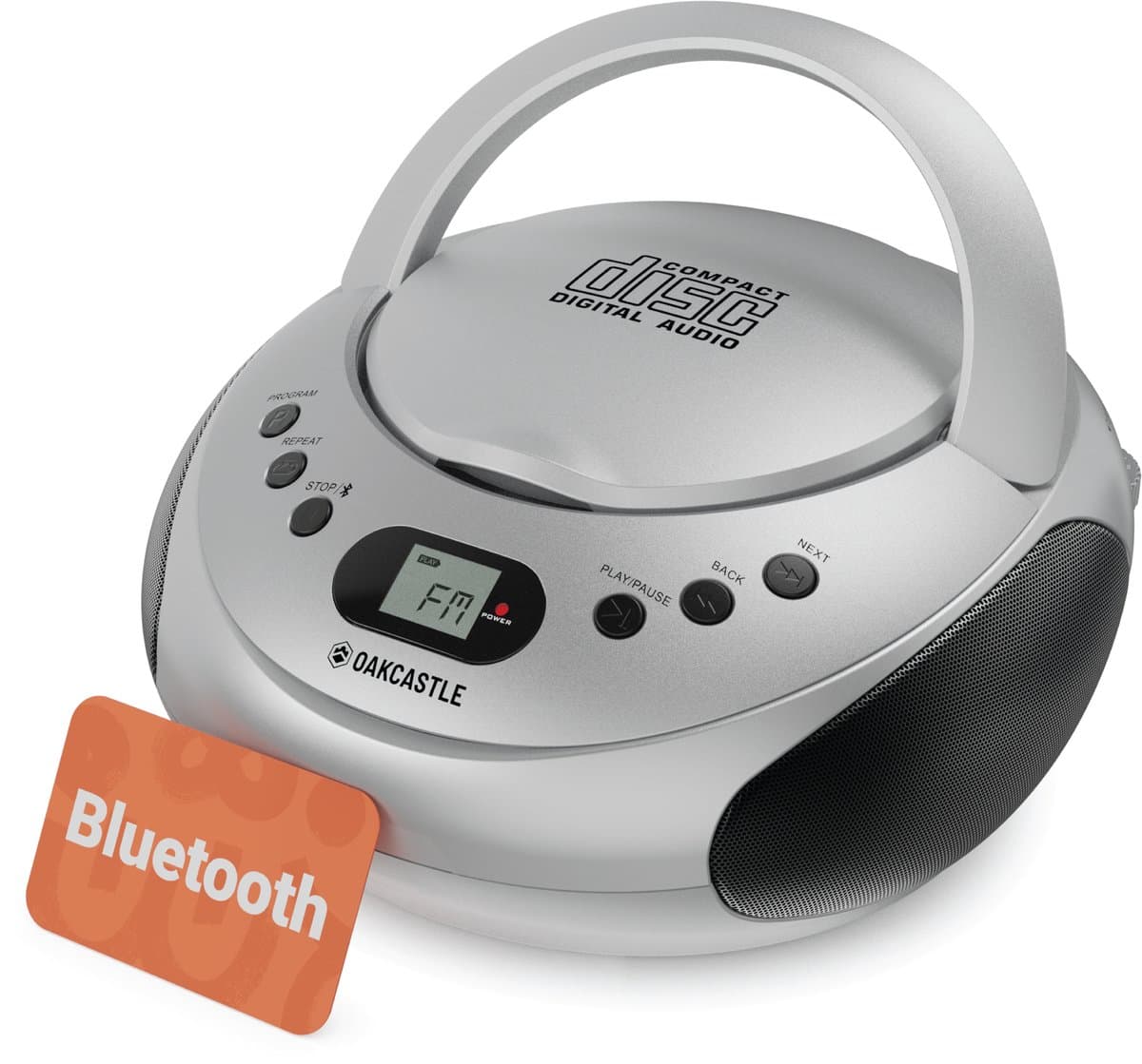 Oakcastle CD250 - Draagbare CD-Boombox - Bluetooth 5.0 - FM-Radio - Tot 15 Uur Afspeeltijd - Zilver — afbeelding 1