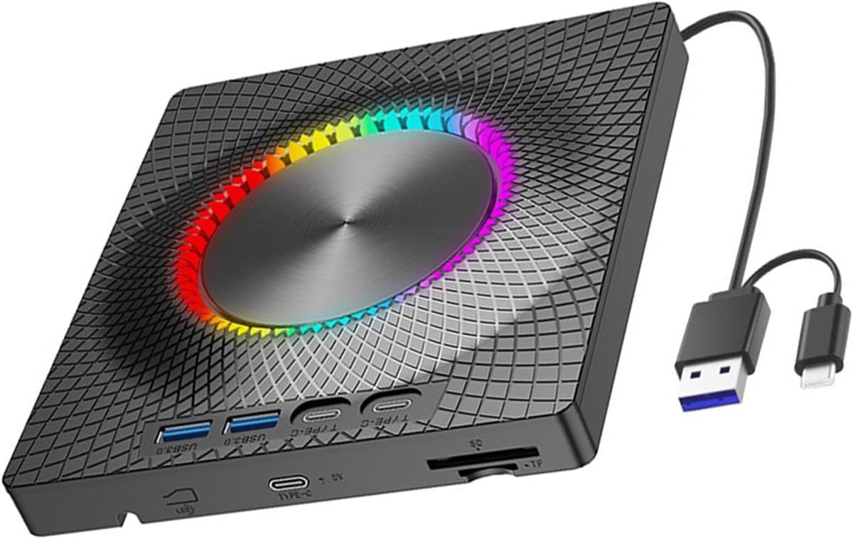 Externe Schijf - Optische Drive - Gegevens Back-up - Multifunctionele Poorten - 140x160MM - Zwart — afbeelding 1