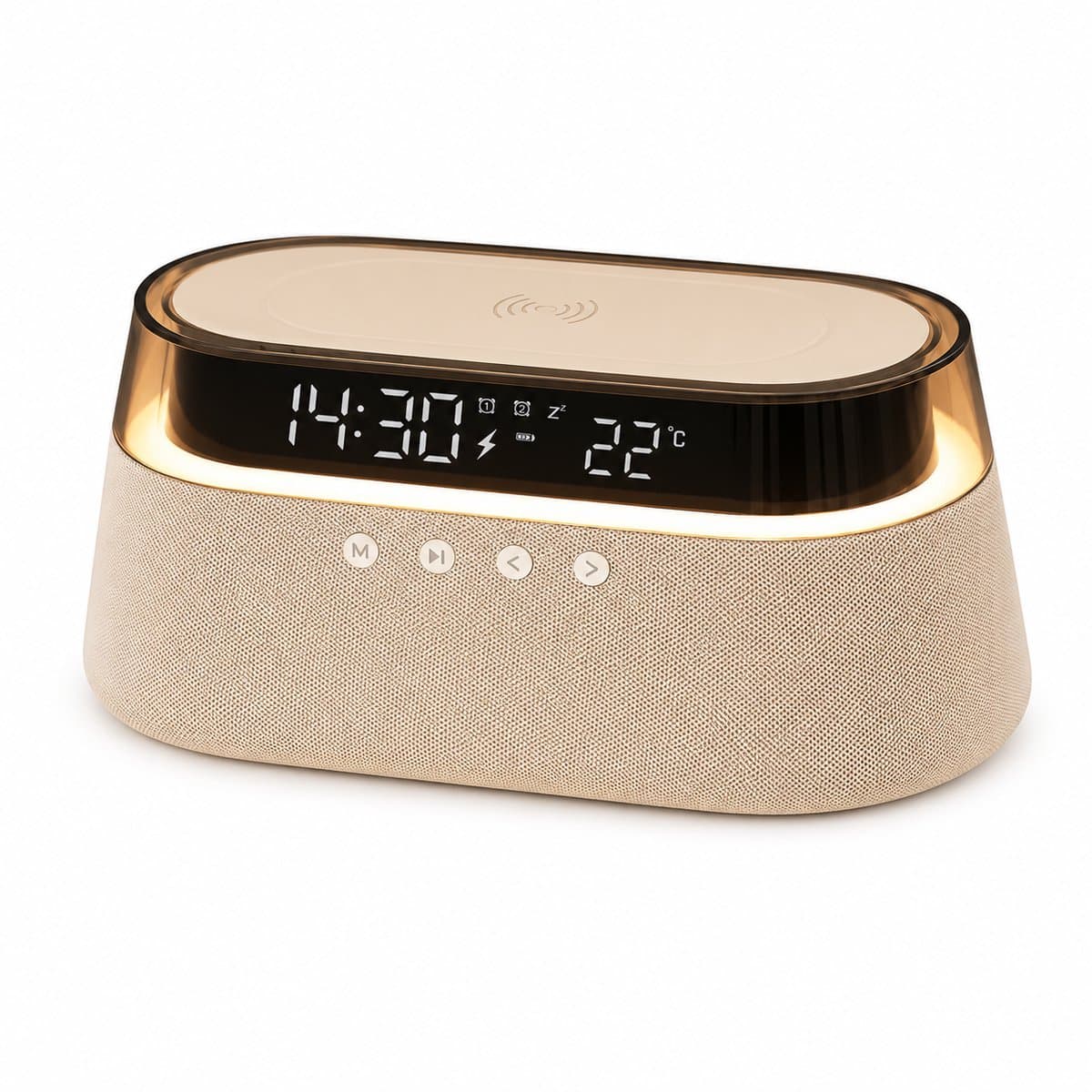 Bobypet - 6-in-1 Draadloos Oplaadstation - Digitale Wekker met Temperatuur - Bluetooth Speaker en FM Radio - RGB Sfeerlamp - Cadeau voor Mannen en Vrouwen — afbeelding 1