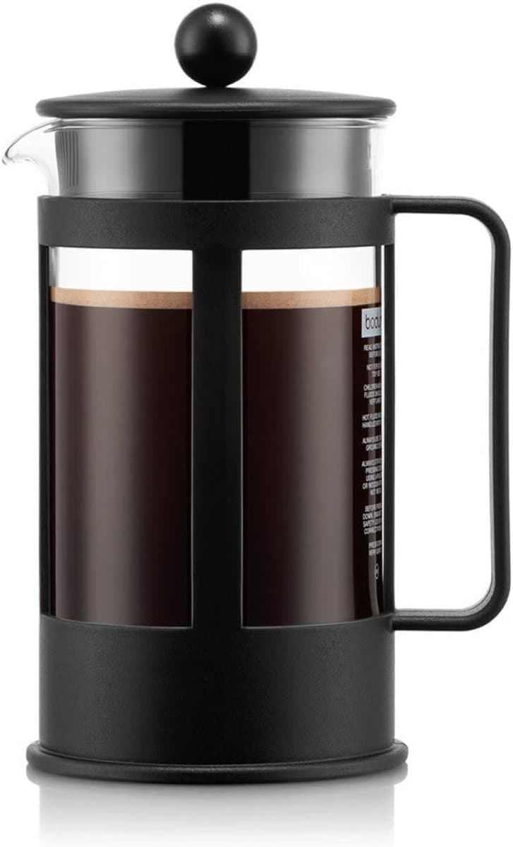 PromoHome French Press Koffiezetapparaat 1L - 8 Kopjes, Borosilicaatglas & RVS, Vaatwasserbestendig — afbeelding 1