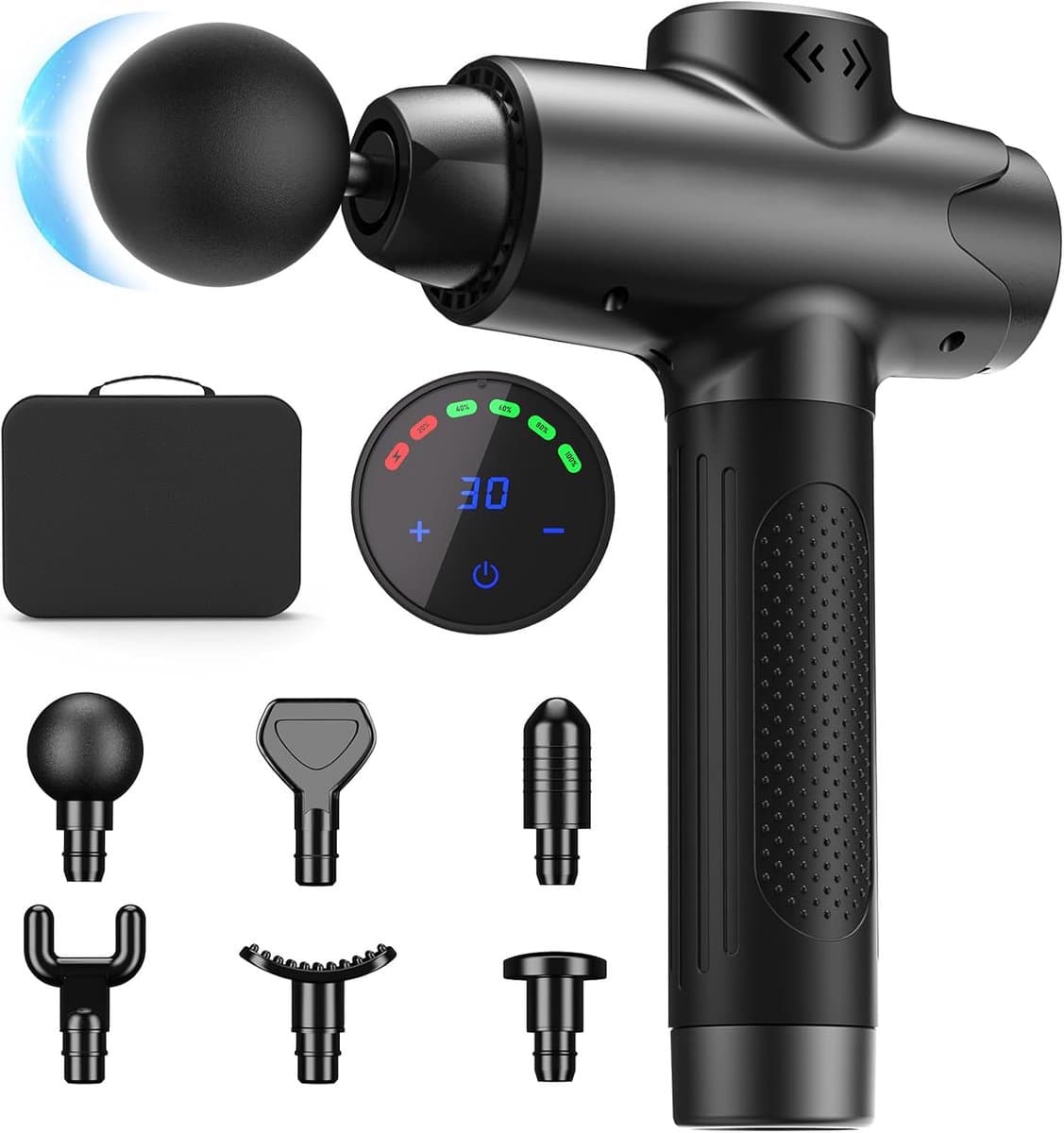 SnelShoppen - Massagepistool Diepe Weefselmassage, Stille Spierpercussie voor Rug, Nek en Hoofd met 30 Snelheidsinstellingen, LED Touchscreen en 10 Ve — afbeelding 1