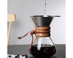 Handmatig Glazen Koffiezetapparaat met Houten Handvat 400 ml