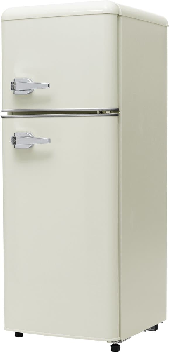 Koelkast 92 liter antiek wit plastic retro dubbeldeks koel vrieskast voor keuken en woonkamer thuis — afbeelding 1