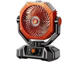 GELLDG Draagbare Camping Ventilator - Mistende Bureaubladventilator - 360ML Wassertank, 16000mAh Accu, 5 Snelheden, Timer, 18-70 Uur Autonomie - Geschikt voor Kamperen, RV en Noodgevallen - Kunststof - 23.5x29cm