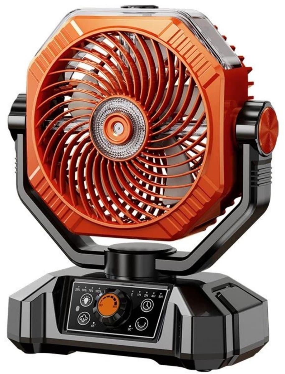 GELLDG Draagbare Camping Ventilator - Mistende Bureaubladventilator - 360ML Wassertank, 16000mAh Accu, 5 Snelheden, Timer, 18-70 Uur Autonomie - Geschikt voor Kamperen, RV en Noodgevallen - Kunststof - 23.5x29cm — afbeelding 1
