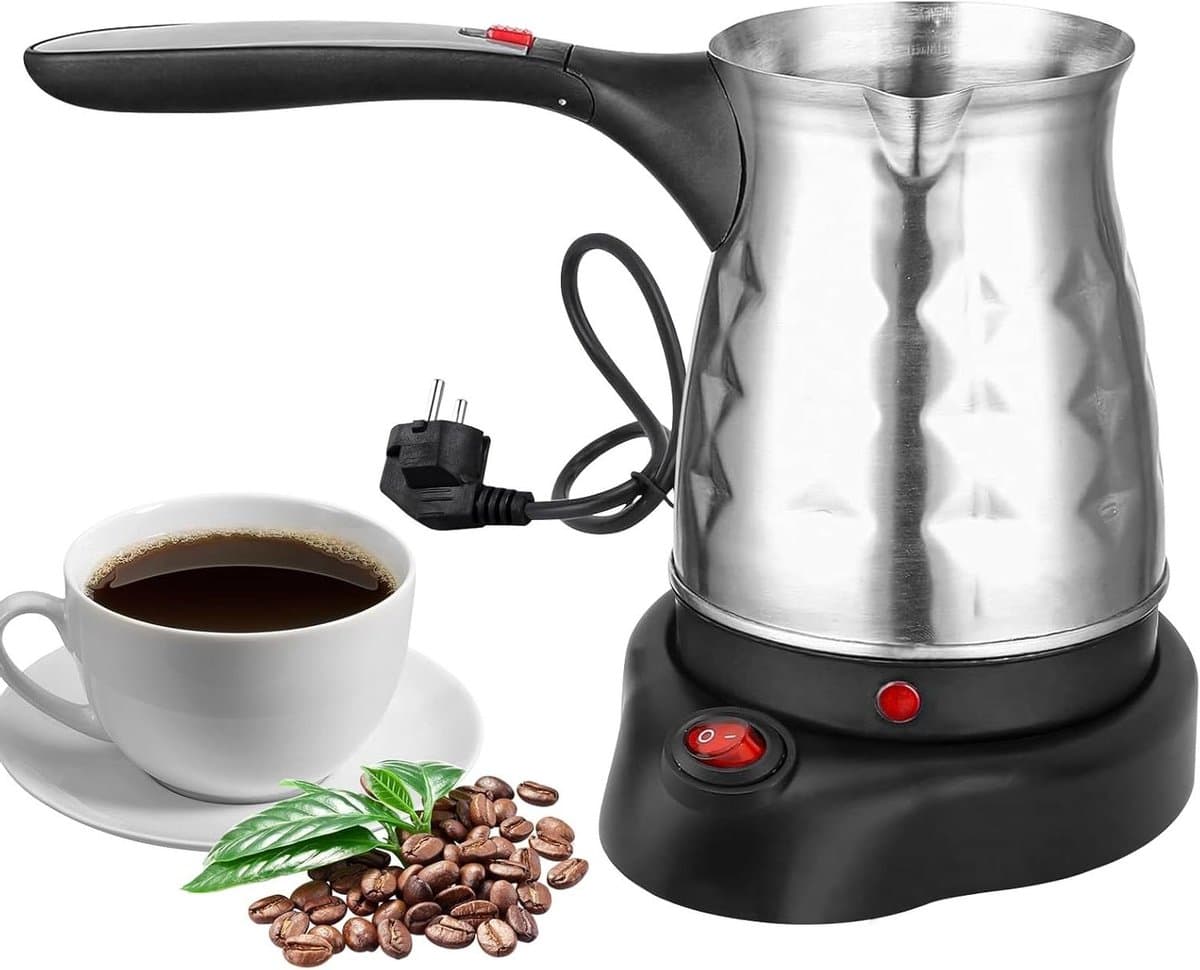 Turks Koffiezetapparaat - Elektrische Koffiepot Mokka - Koffie Maken - Met Handvat - 500 ml - Zilver — afbeelding 1