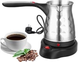 Turks Koffiezetapparaat - Elektrische Koffiepot Mokka - Koffie Maken - Met Handvat - 500 ml - Zilver