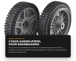 Dailygoods- Aandrijfwiel 2 Stuks - 8 Inch Wiel - 1.75 Inch Breedte - Tandwiel Montage - Compatibel met Husqvarna - Onderdeel # 193912X460 - Grasmaaierwiel