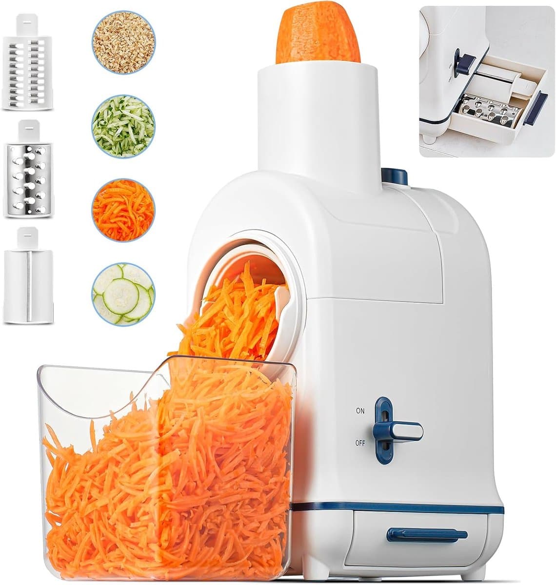 Elektrische Groentesnijder - Keukenmachine Hakker - Snel Ingrediënten Snijden - Stille Motor Upgrade - 800ml Opbergdoos - Wit — afbeelding 1