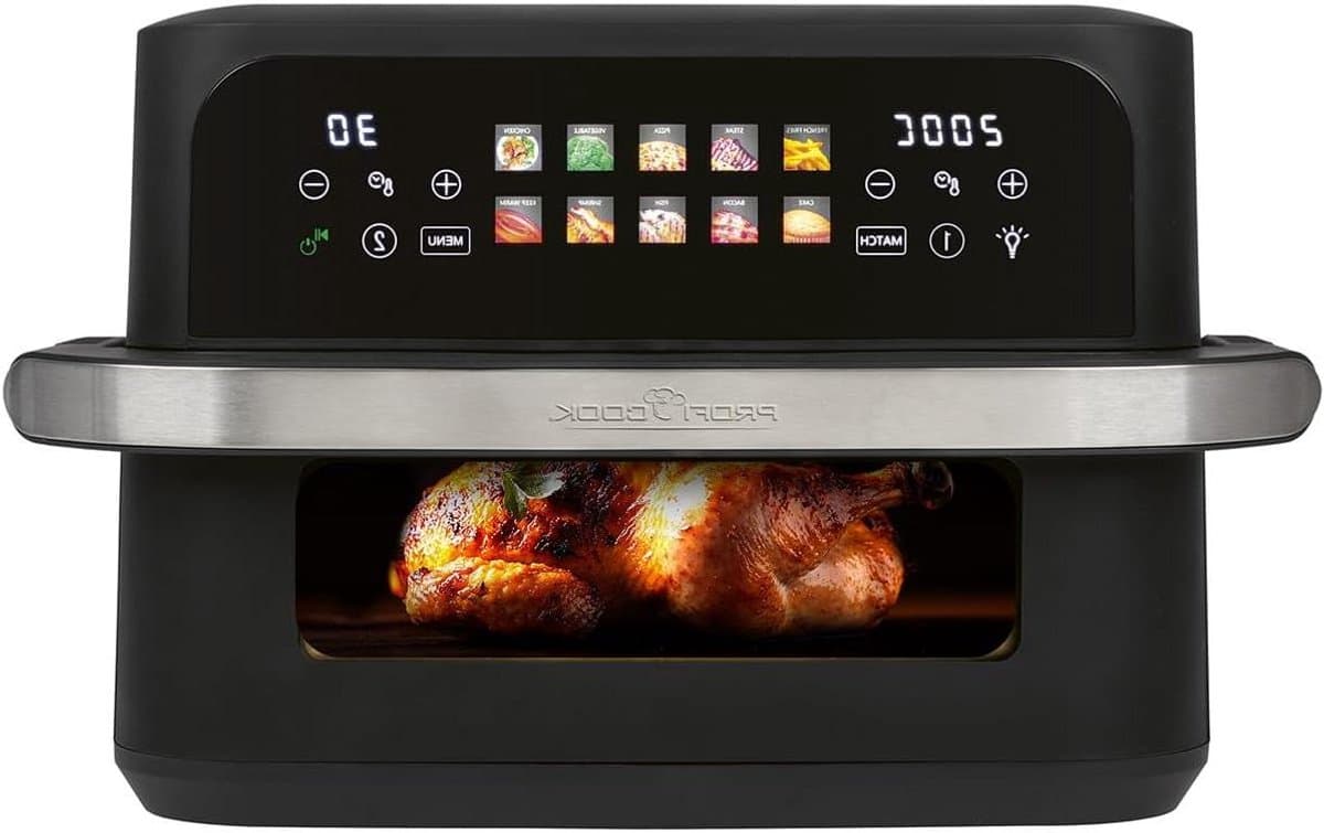 Heteluchtfriteuse - Airfryer XXL - Gezond Frituren - Dubbele Kamer - 10 Liter - RVS Zwart — afbeelding 1