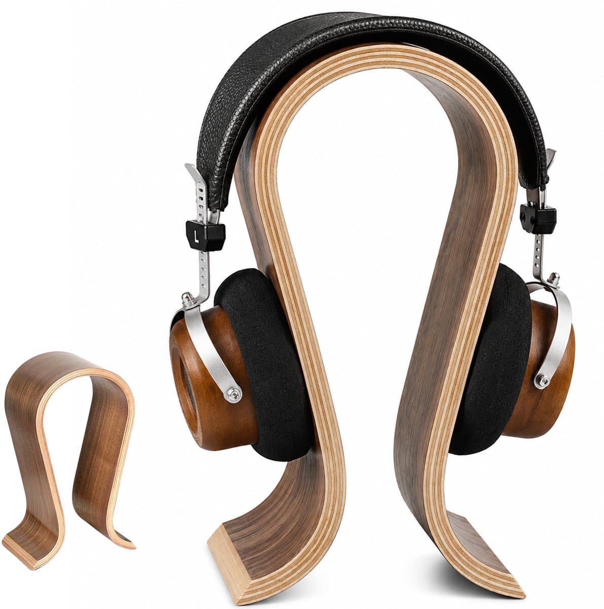 Headset Stand - Headset Houder - Koptelefoon standaard - Koptelefoon Houder - Hoofdtelefoon Houder - Headphone stand - Walnoot — afbeelding 1