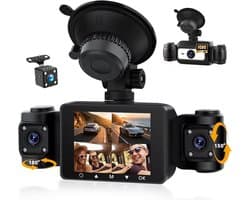 Dashcam voor auto - Zwart - 2,4 inch Display - 4 Camera's met 1080P en 480P Resolutie - 360° Panoramisch Beeld en Nachtzicht