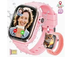 Vashoy T86 - GPS Horloge Kind geschikt - Kinder Smartwatch - Smartwatch Kinderen met HD - camera & Videobellen - voor SIM kaart - 750 mAh Long Battery - IPX7 Waterdicht - SOS Knop - School Mode - Veilige Zones - GPS Tracker - 1 Jaar Garantie - Roze